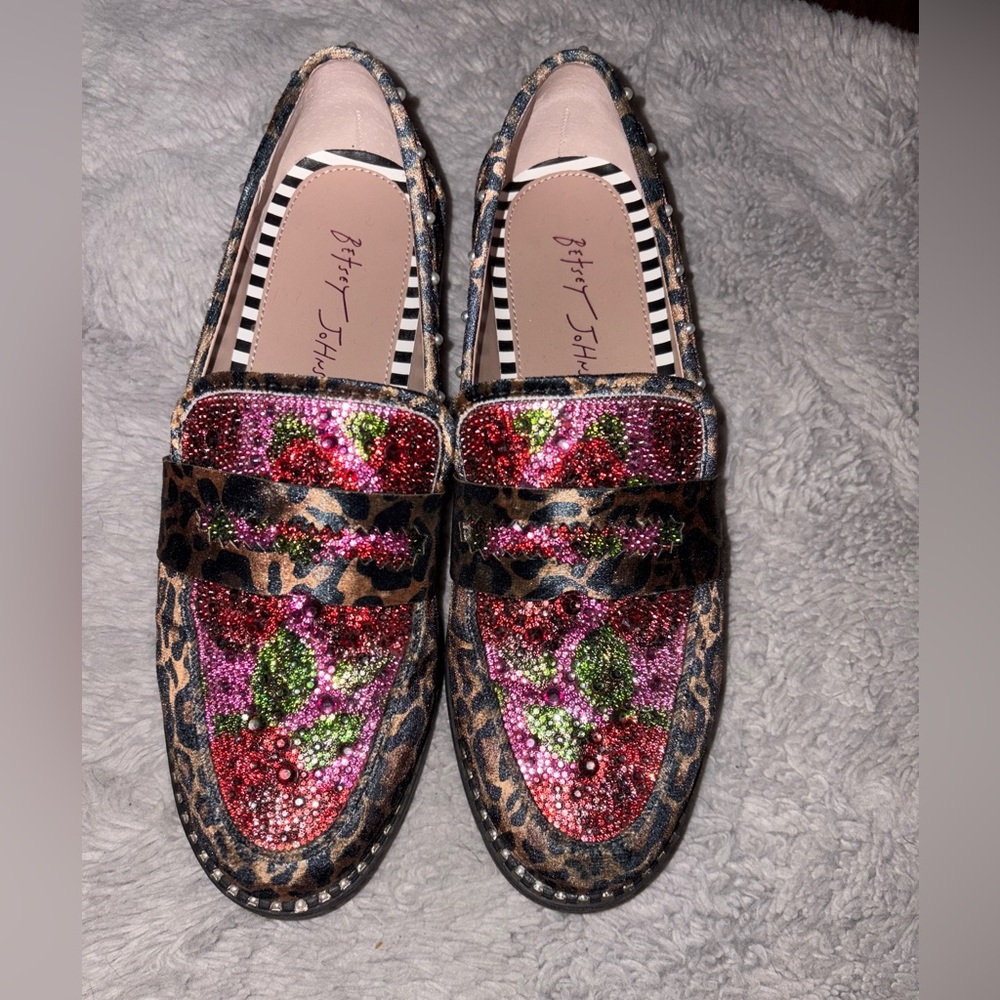 Betsey Johnson Leopard and Floral Embellished Loafers